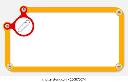 yellow frame for text with screws and paper clip