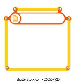 yellow frame for text with screws and red frame for headline