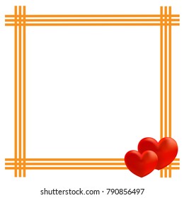 Yellow frame with two hearts