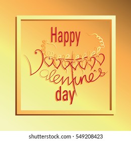 Yellow frame to Valentine's Day. Vector Image. Design congratulations, banners, cards, poster to Valentine's Day.