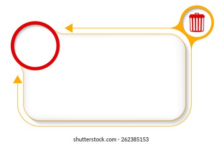 Yellow frame for your text with trashcan and arrow