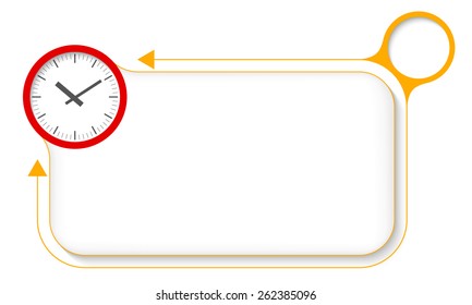 Yellow frame for your text with watches and arrow