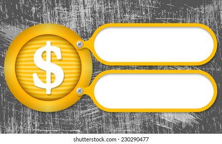 Yellow frames with dollar symbol and scratched background