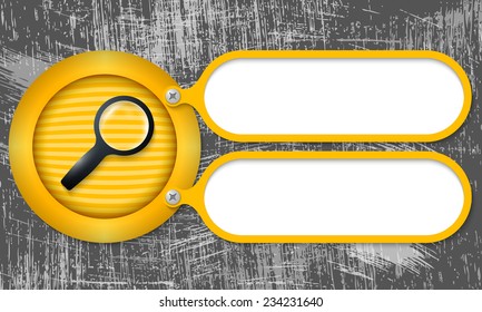 Yellow frames with magnifier and scratched background