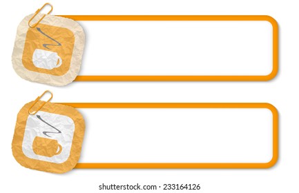 yellow frames with texture crumpled paper and cup of coffee