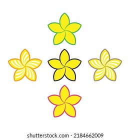 yellow frangipani flower illustration vector, can be used for logos and icons, made with the golden ratio formula