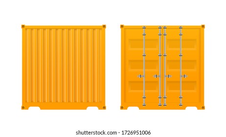 Yellow freight container.
Large container for ship isolated on a white background. Vector.