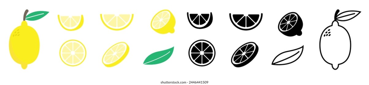 yellow fresh lemon icon, fruit symbol slice of lemon lemonade symbol