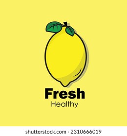 Yellow Fresh Lemon Vector Flat Design