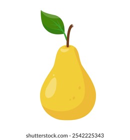 Yellow fresh pear icon. Organic Pear fruit for juice, smoothie or vitamin C healthy food. Vector icon illustration isolated on white background.