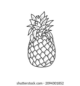 yellow fresh pineapple fruit vector outline design