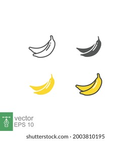 Yellow Fresh and ripe Banana fruit Silhouette in line modern style. Food organ for vegan or vegetarian, icon. Vector illustration. Design on white background. EPS10