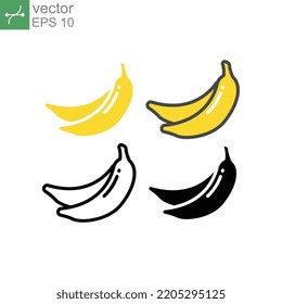 Yellow Fresh and ripe Banana fruit Silhouette in line modern style. Food organ for vegan or vegetarian, icon. Vector illustration. Design on white background. EPS10