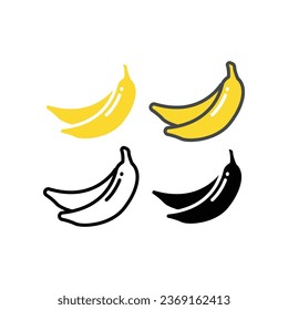Yellow Fresh and ripe Banana fruit Silhouette in line modern style. Food organ for vegan or vegetarian, icon. Vector illustration. Design on white background. EPS10