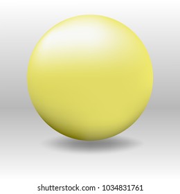 yellow frosted ball, 3d ball with shadow
