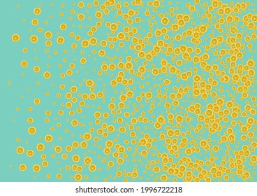 Yellow Fruit Background Green Vector. Cocktail Decoration. Juicy Citrus Drink. Organic Yellow Set.