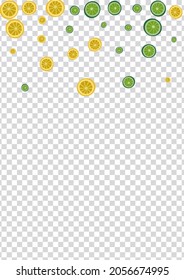 Yellow Fruit Background Transparent Vector. Decor Decoration. Juicy Lime Splash. Isolated Lime Mint Set.