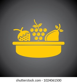 Yellow Fruit Basket icon on black background.