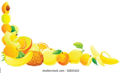 Yellow fruit corner. Vector illustration.