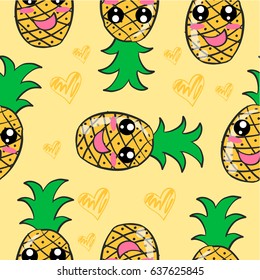 Yellow fruit doodle style collection