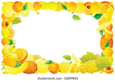 Yellow fruit frame. Vector illustration.