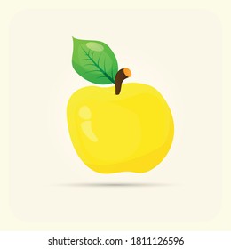 Yellow fruitfull apple, isolated, illustration, bright