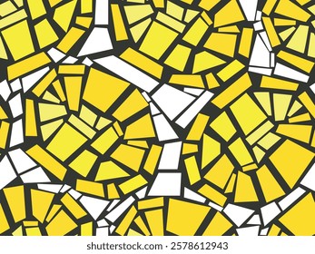 Yellow fruits, lemon, melon. berries, exotic, citrus, botanical summer, spring, nature.  Vintage, modern mosaic, cracked tile, gemstones, ceramics, cutted paper . Seamless vector pattern