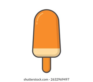 Yellow fruity ice cream. Ice lolly, cold dessert and summer food. Isolated vector image