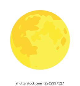 Símbolo de símbolo del vector de luna llena amarillo símbolo de signo de diseño plano