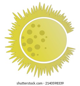 Yellow full moon with halo around. Magic star. Vector illustration
