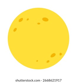 Yellow full moon isolated on a white background.