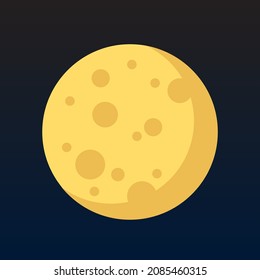 Yellow Full Moon Logo Icon Minimal Lunar Planet Flat Pictogram Symbol 