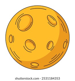 Yellow full moon. Vector flat simple element, color illustration. For logo, sticker, print, web design, scrapbooking