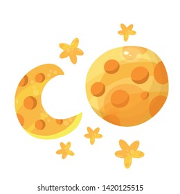 yellow full moon vector illustration