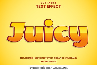 Yellow fun juicy text style, editable text effect template vector illustration