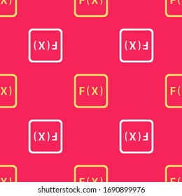 Yellow Function mathematical symbol icon isolated seamless pattern on red background.  Vector Illustration