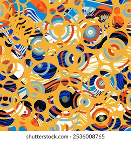 Yellow funky circles. Seamless pattern