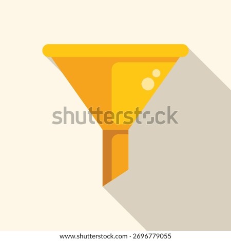 Yellow funnel filtering some liquid, with a long shadow