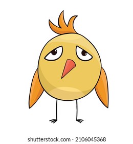 Yellow funny cartoon bird hand drawn for design
