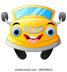 Yellow funny cartoon car