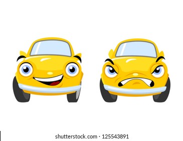 Yellow Funny Cartoon Cars