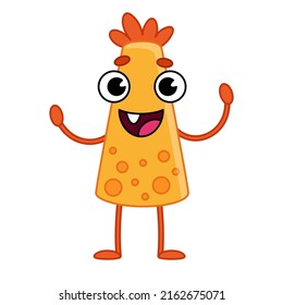 Yellow funny cartoon cute monster or alien. Children's character for games and applications. Vector illustration isolated on white background.