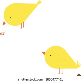 Yellow funny chickens vector illustration