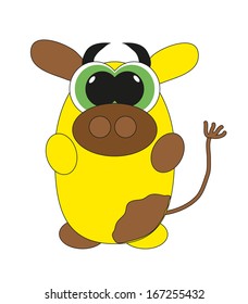 Yellow funny cow. Vector.