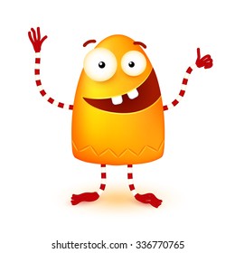 Yellow funny cute little vector smiling monster