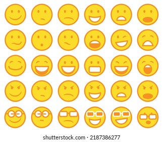 Yellow funny emoticon set vector illustration