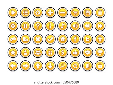 Yellow Game Button Templates Pack Game Stock Vector (Royalty Free ...