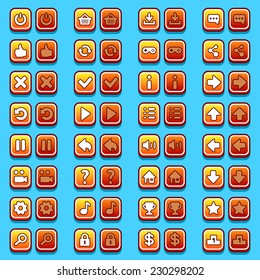 Yellow game icons buttons, icons, interface