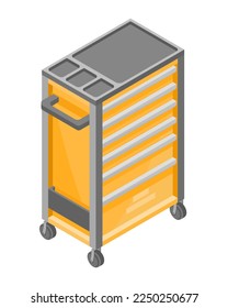 Yellow Garage Tools Cabinets illustration isometric isolated vector