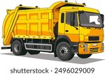 Yellow Garbage Truck Illustration - Waste Management Vehicle
